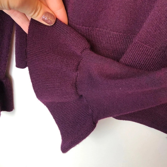 Nanette | Ruffle Sleeve Wool Sweater Purple Small - Picture 3 of 5